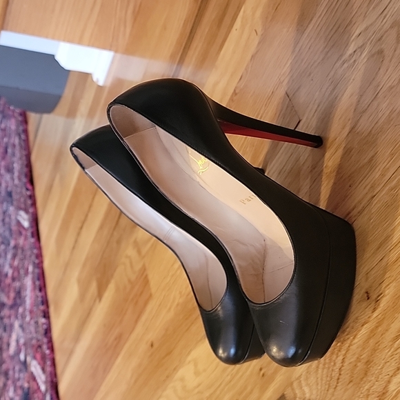 INC CHRISTIAN LOUBOUTIN ⚫️ kid leather "Bianca" 140 black sz 36.5, +box - Picture 4 of 12